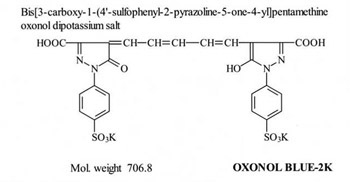Bis[3-carboxy-1-(4'-sulfophenyl-2-pyrazoline-5-one-4-yl] pentamethine oxonol dipotassium salt (OXONOL BLUE-2K)